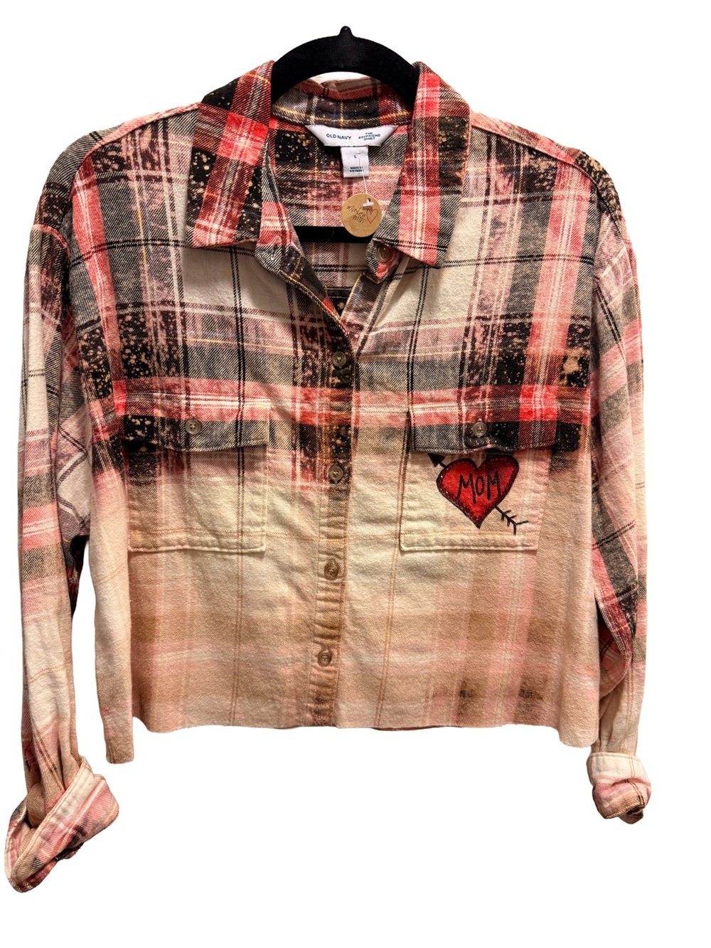 One of a Kind Mama Reverse Dyed Old Navy Flannel Size Large